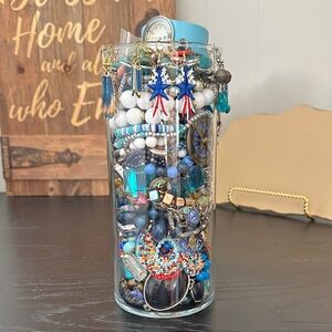 Beautiful Blue Mystery Jewelry Jar